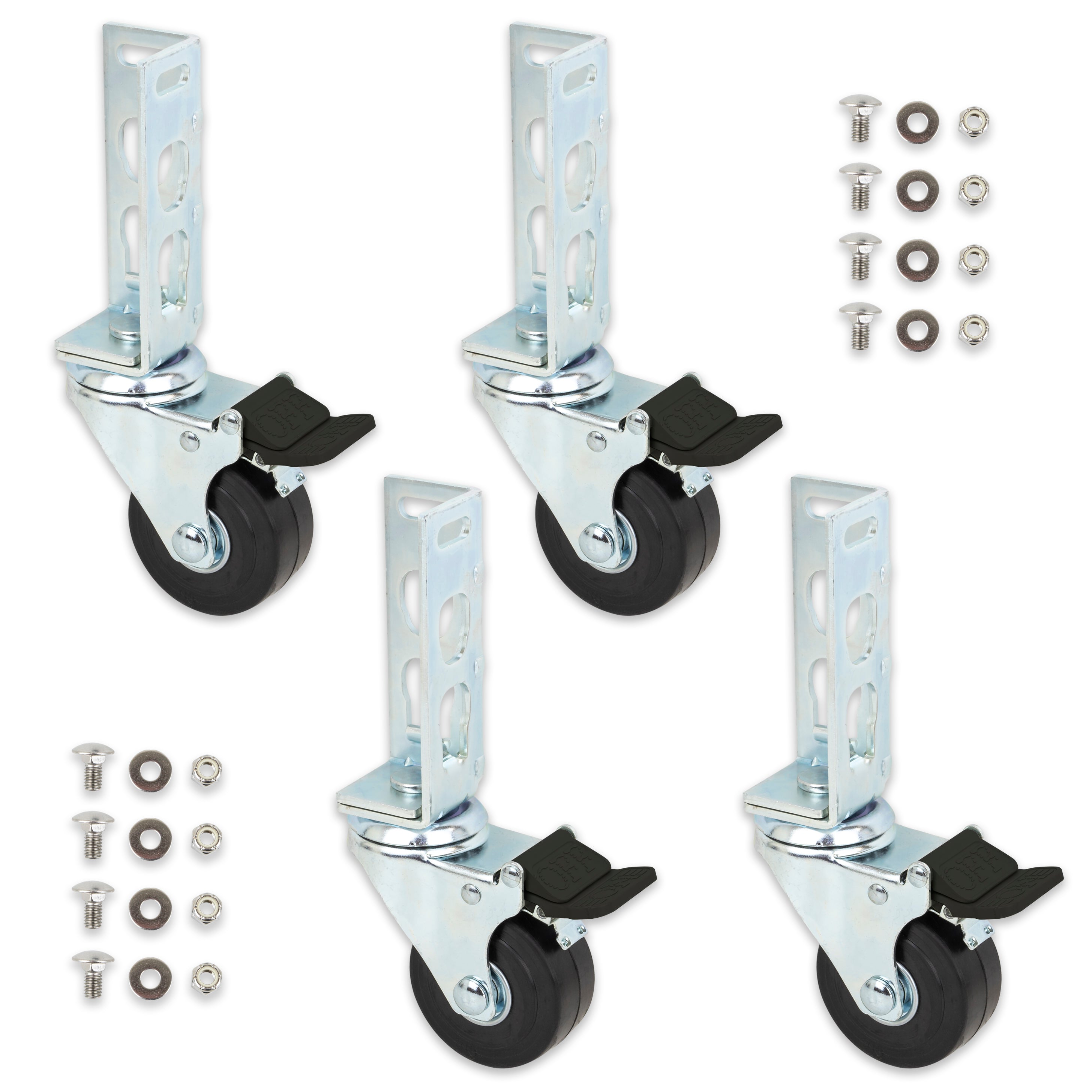 4pc - 3" Storage Rack Caster Wheels (Adapts to Boltless Self Locking Shelving Racks)