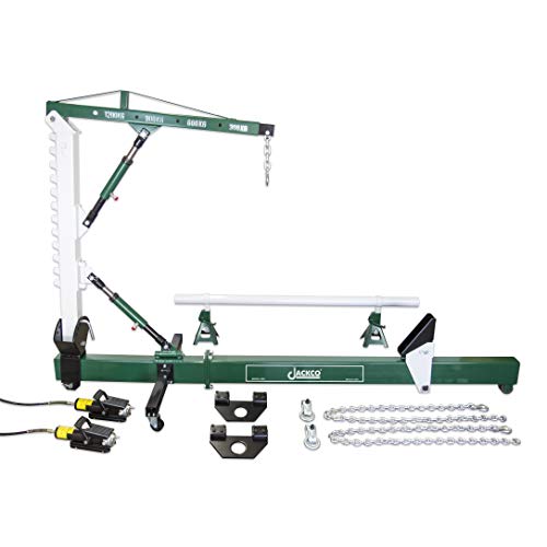 Jackco 10 Ton Auto Body Frame Repair Straightener with 1.2 Ton Crane , Swivel Post, 2 Air Hydraulic Pumps