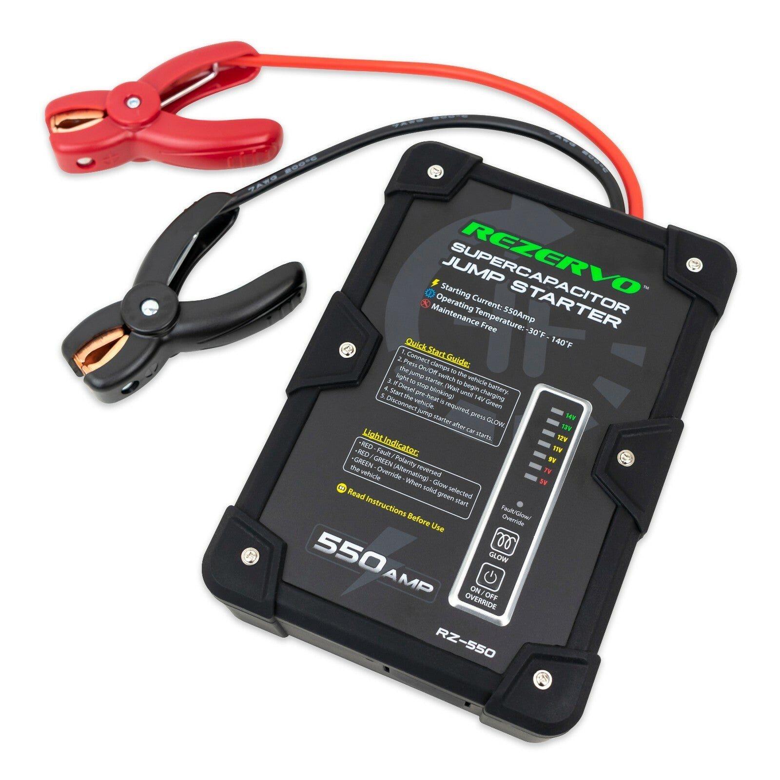 Rezervo Batteryless Jump Starter with Ultracapacitors - RZ-550 (500A)