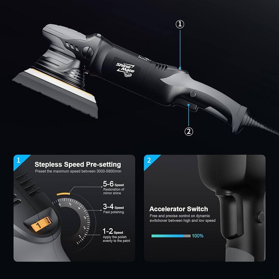 Shinemate EX620-6/21 DA Polisher 21mm orbit, 6" backing plate, 4 Foam Pads