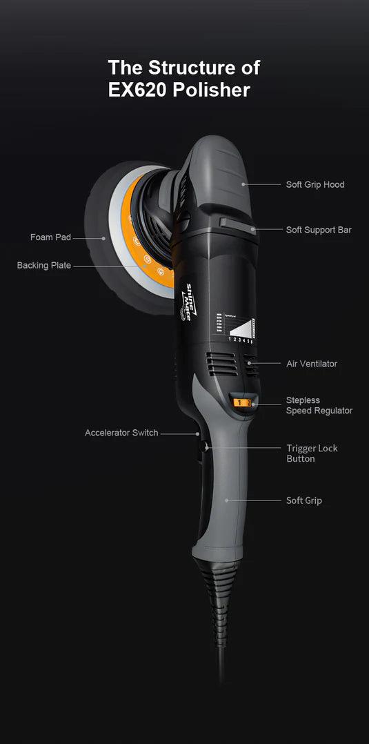 Shinemate EX620-6/21 DA Polisher 21mm orbit, 6" backing plate, 4 Foam Pads