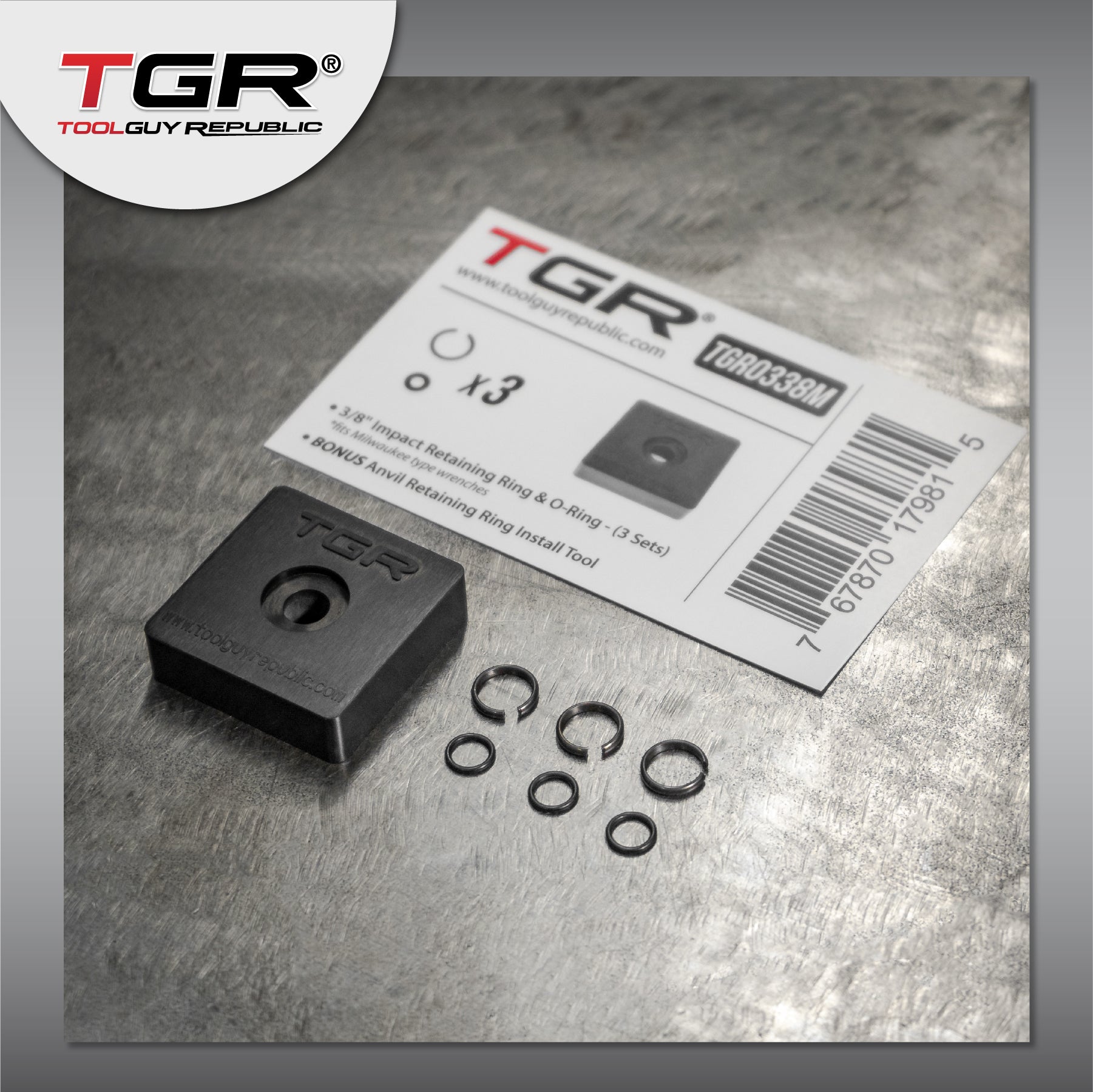 3/8" Impact Wrench Retaining Ring Clip with O-Ring fits Milwaukee Type