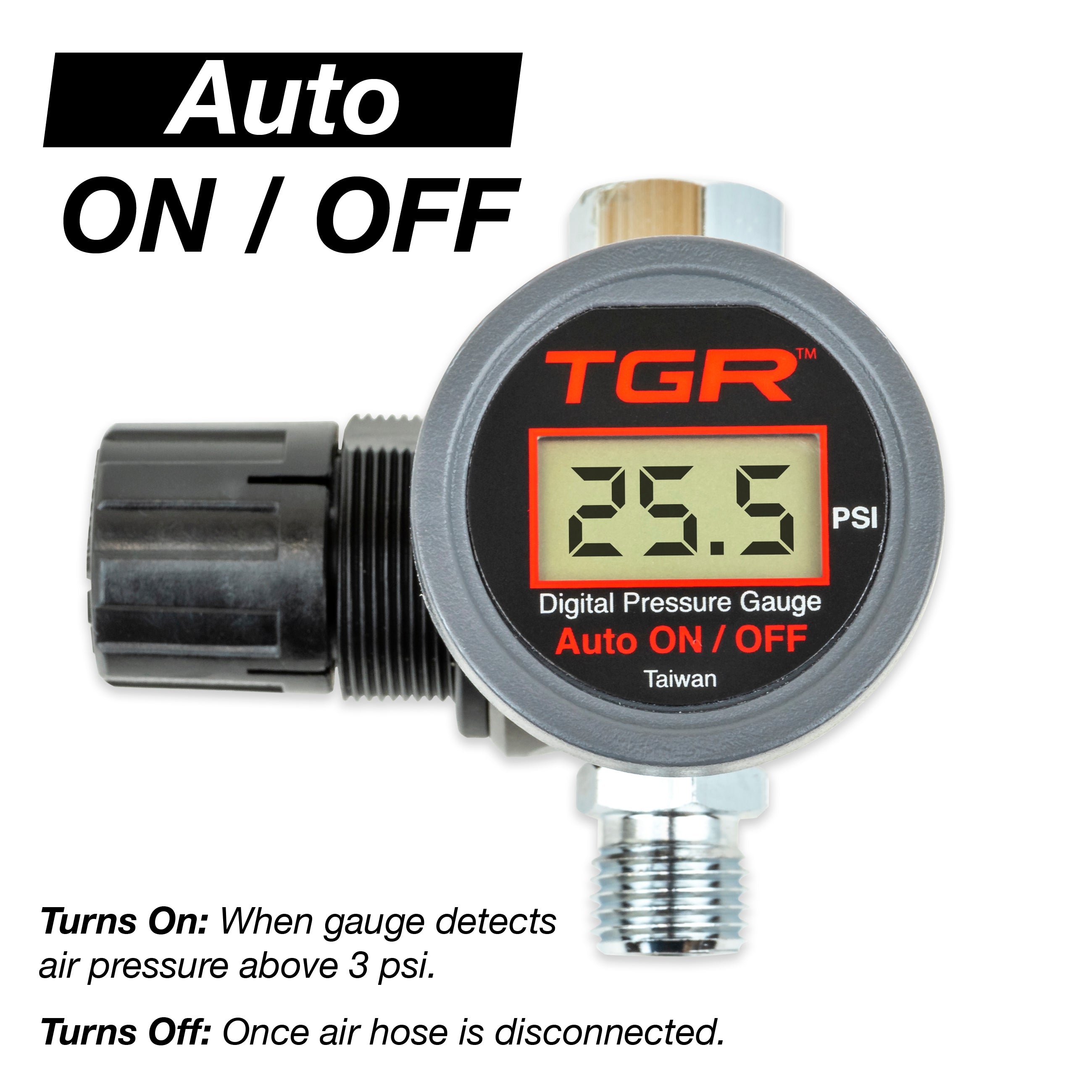 HVLP Spray Gun Air Regulator with Automatic Digital Pressure Gauge and Diaphragm Control