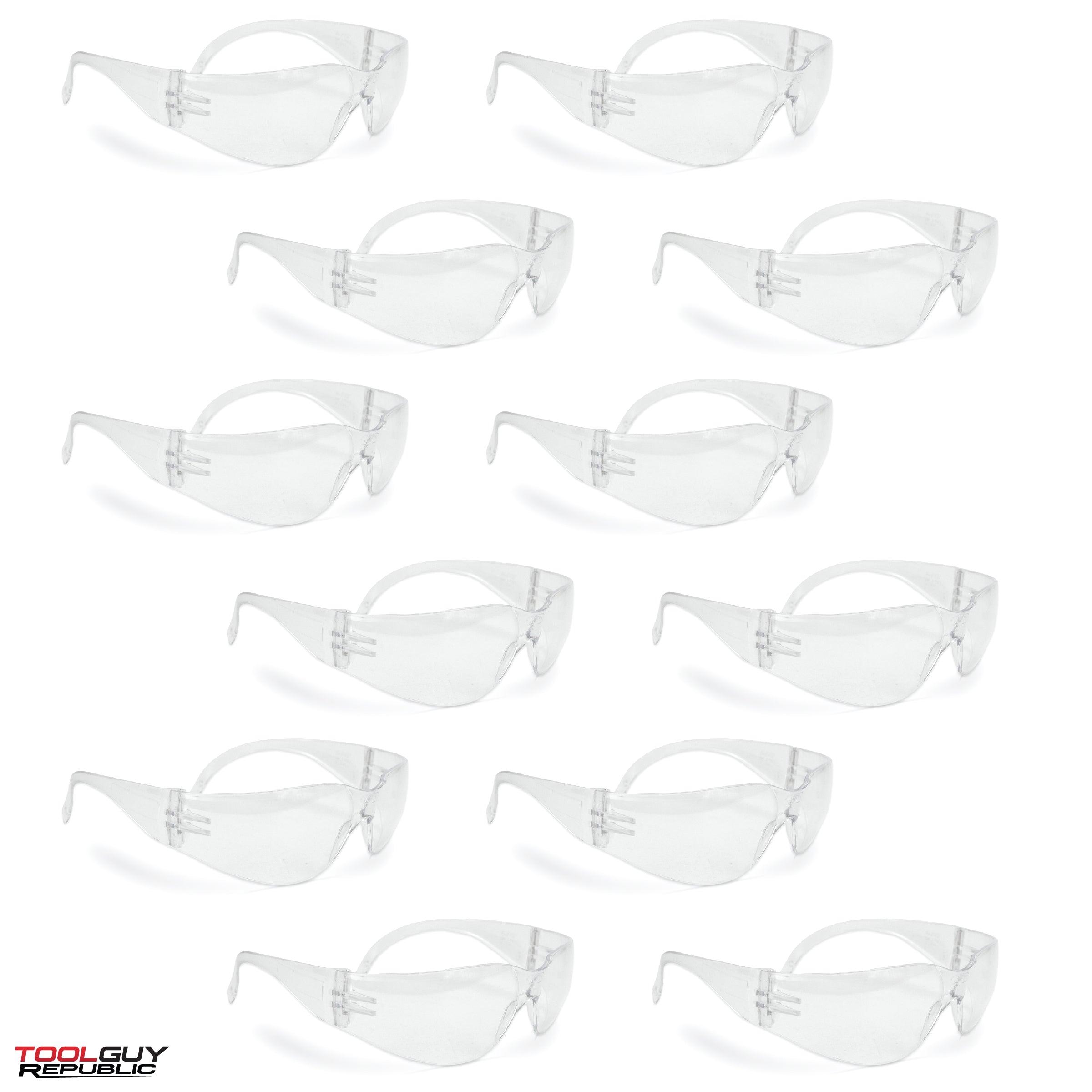 Clear Lens Safety Glasses - One Size - ANSI Z87+ COMPLIANT (12 Pair)