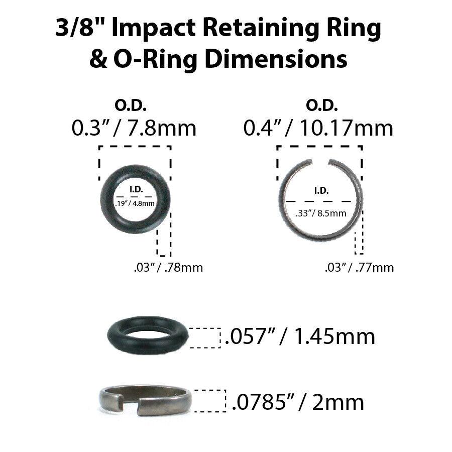 1/2" & 3/8" Impact Wrench Socket Retaining Ring C Clip with O-Ring - 5 sets of each size - Tool Guy Republic