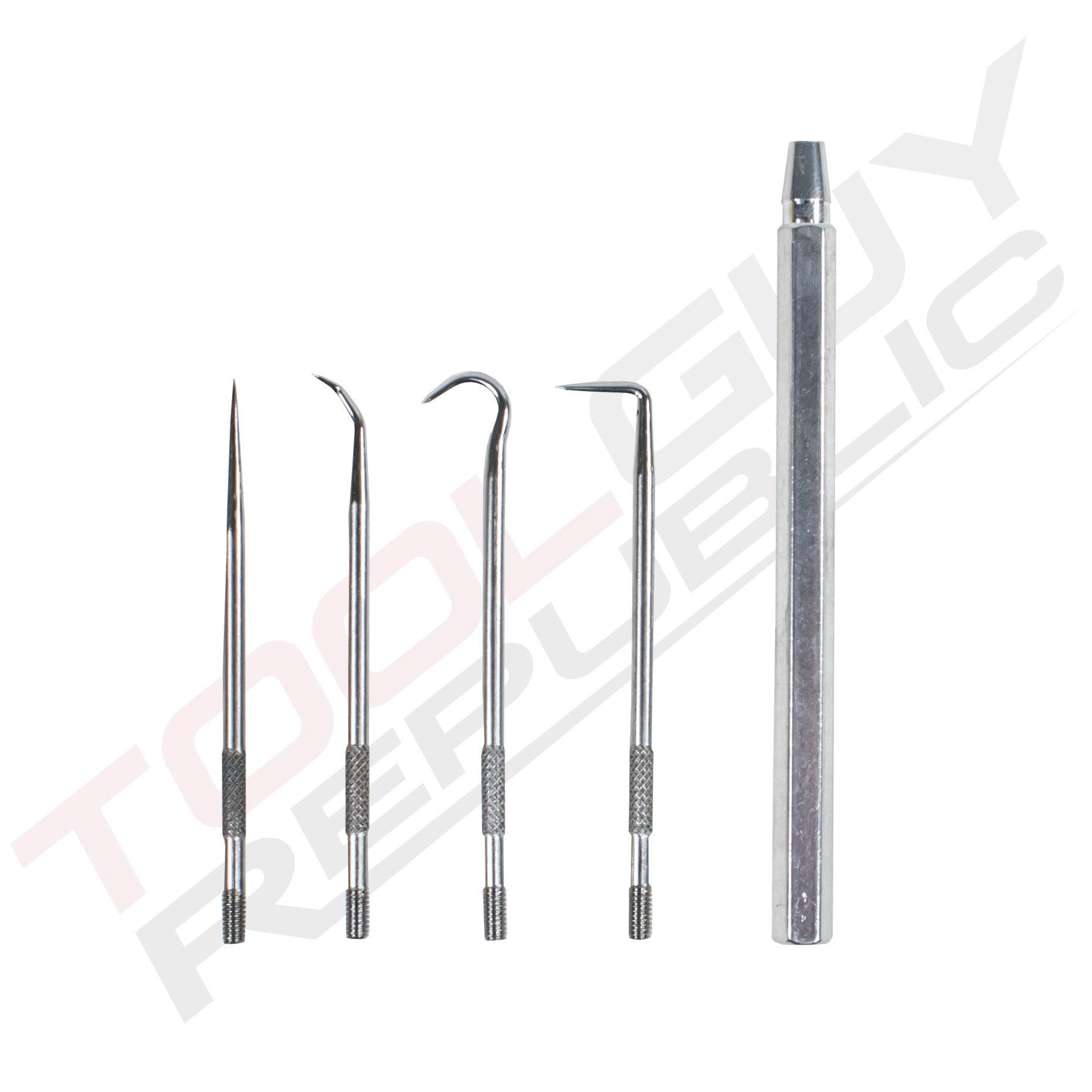 5PC Hook & Pick Set - Vanadium Steel, Interchangeable Tips