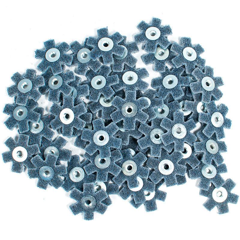 50pc 1-1/2" Surface Conditioning Star Abrasive Disc -Blue Fine Grade