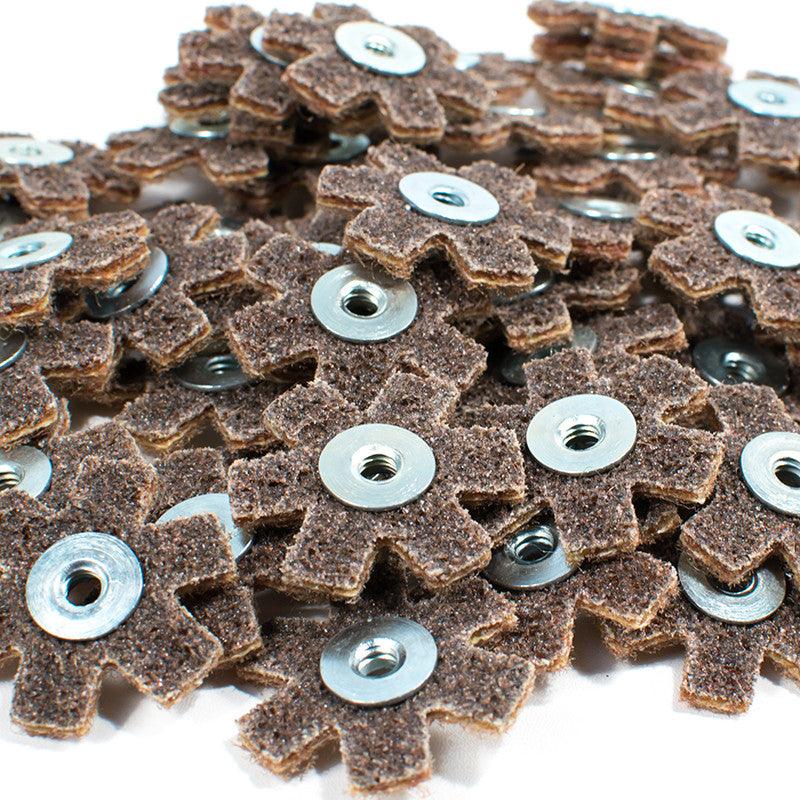 50pc 1-1/2" Surface Conditioning Star Abrasive Disc -Brown Coarse Grade