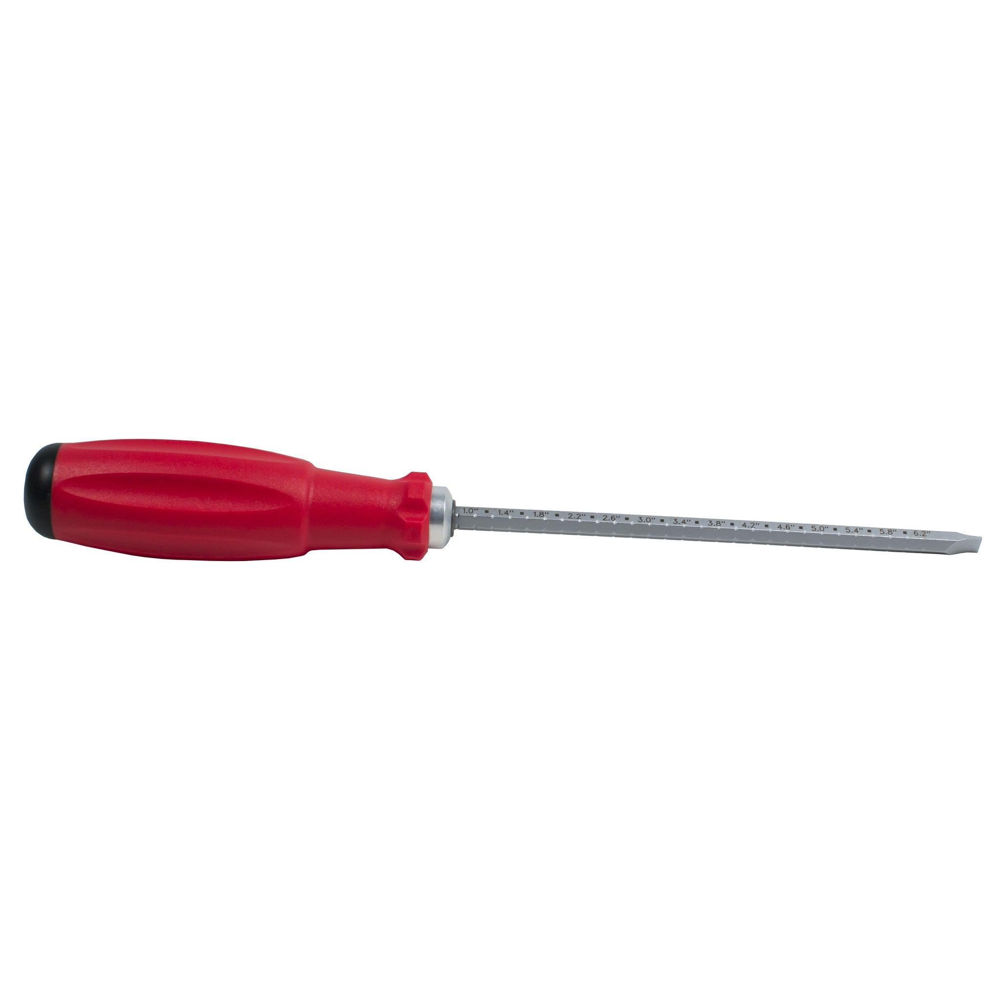 Phillips and Slotted Extendable Screwdriver with Measurement Gauge