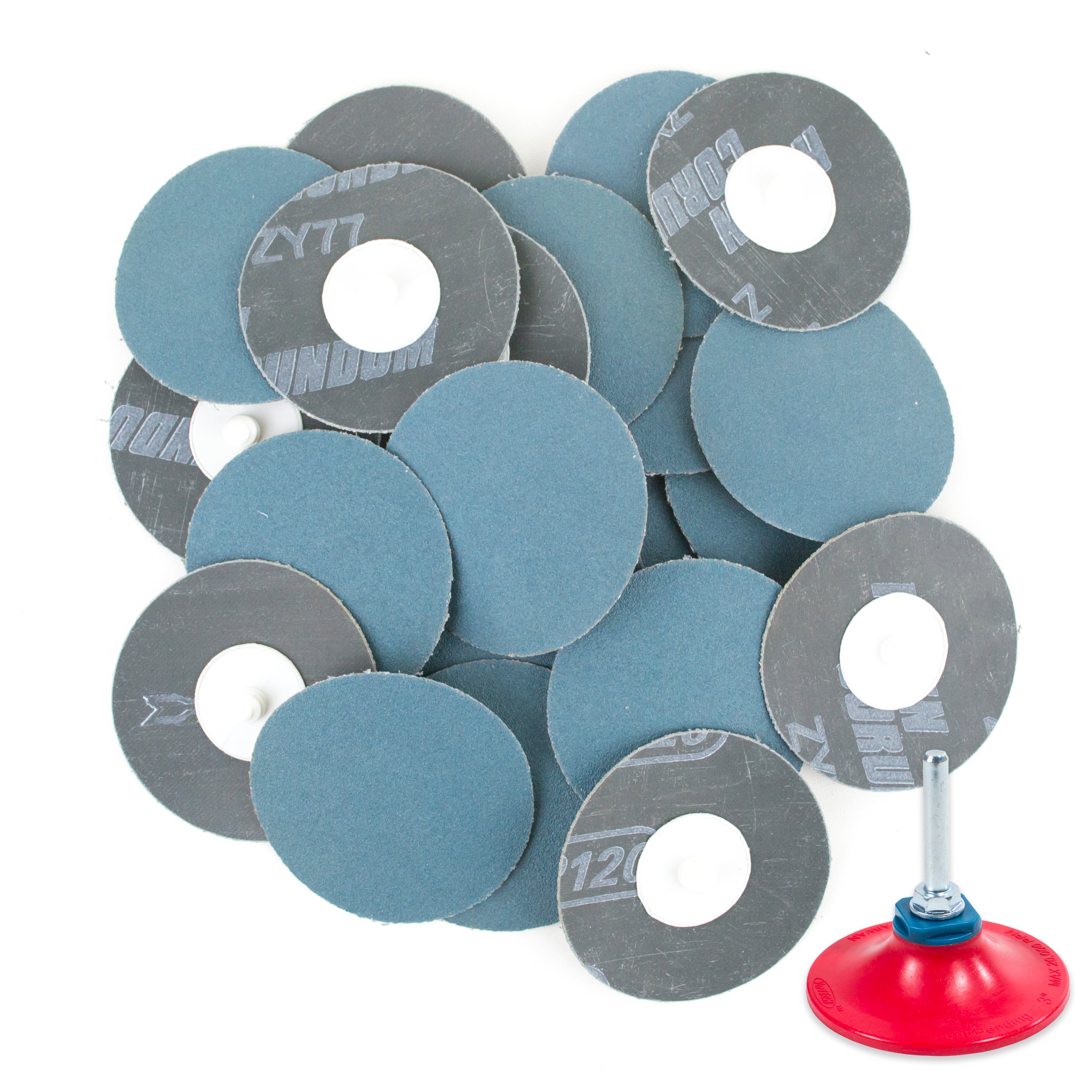 3 inch 120 Grit Zirconia “Roloc” Roll-On Type Abrasive Sanding Discs (25 pcs) with Holder